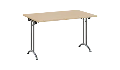 SLC 125 chrom skládací jednací stůl 1250x800, deska 25 mm, podnož chrom, deska bříza světlá